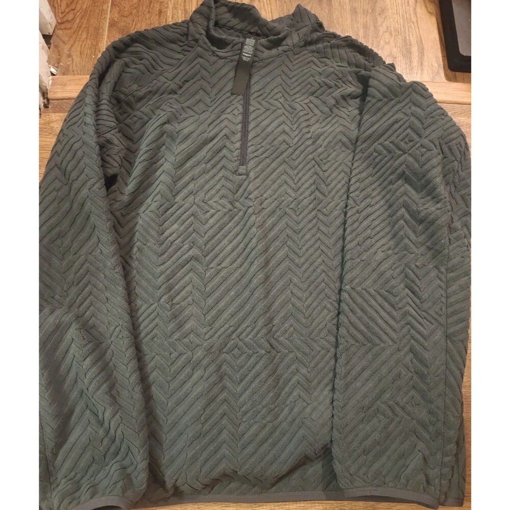 Lululemon Textured Fleece Hiking Half Zip Gray Men's XL Gym Geometric Running
